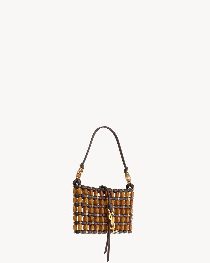 mini EVENING bag in wood and resin beads