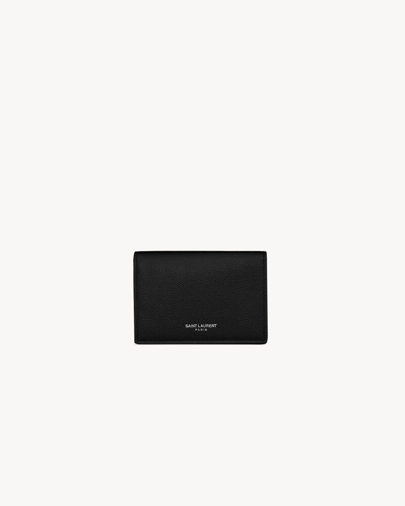 SAINT LAURENT PARIS Business card holder with flap in grain de poudre leather