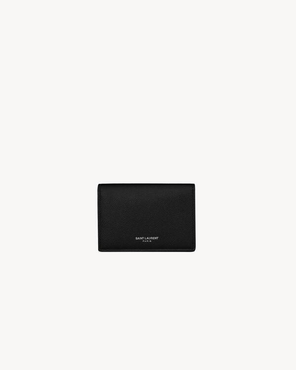 SAINT LAURENT PARIS Business card holder with flap in grain de