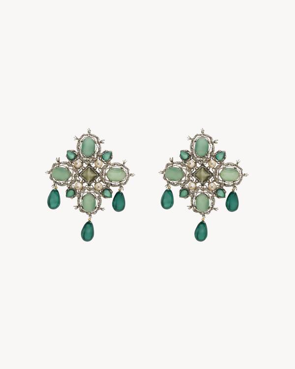 cabochon cross earrings in resin and metal