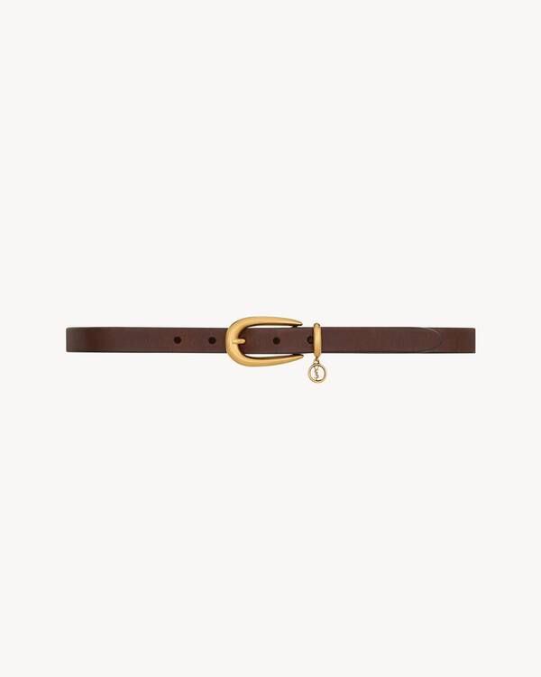 カサンドラチャーム ロングバックル 細ベルト（レザー） ブラウン