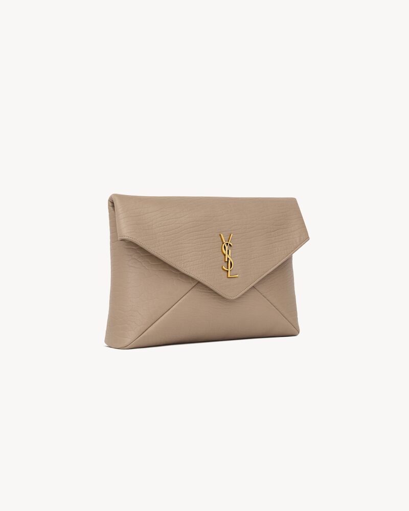 CASSANDRE large envelope pouch in suede in Beige | Saint Laurent