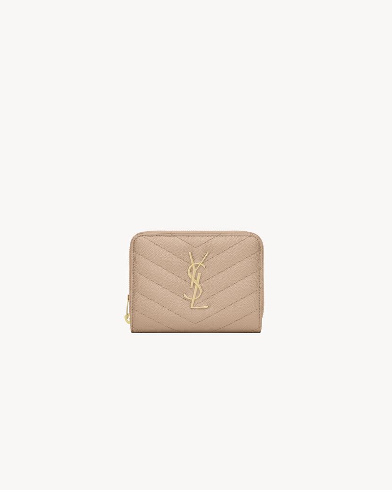 CASSANDRE MATELASSÉ Cartera compacta con cremallera integral de piel grain de poudre