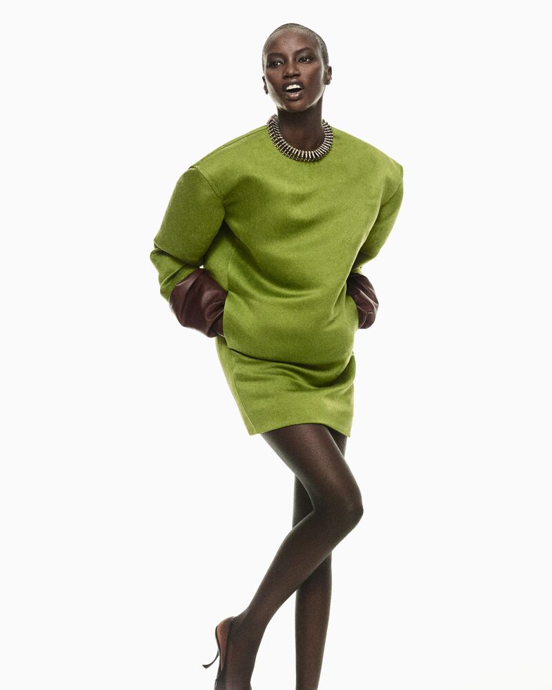 boxy dress in stonewash silk satin