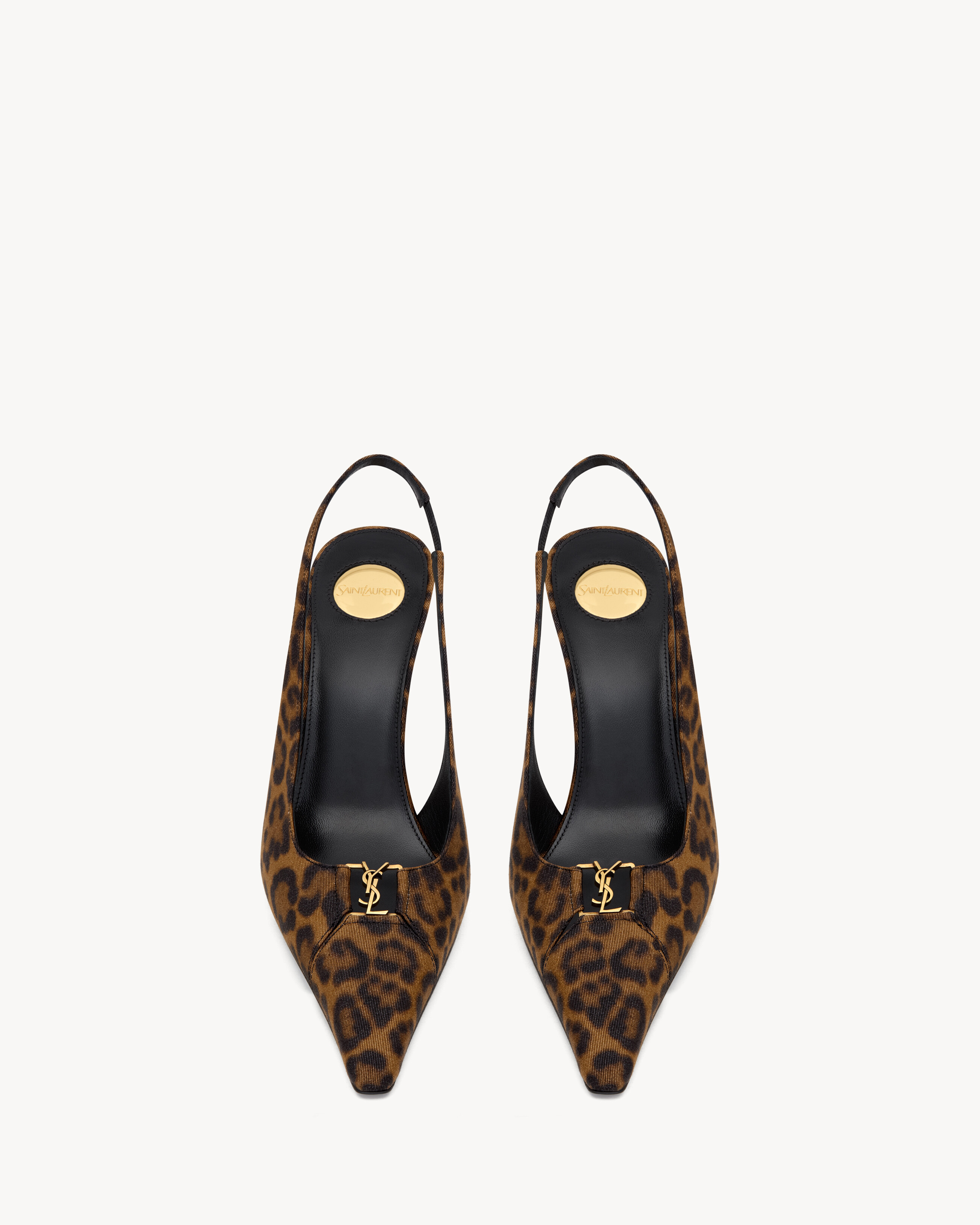 BABYLONE BRETEUIL slingback pumps in leopard grosgrain