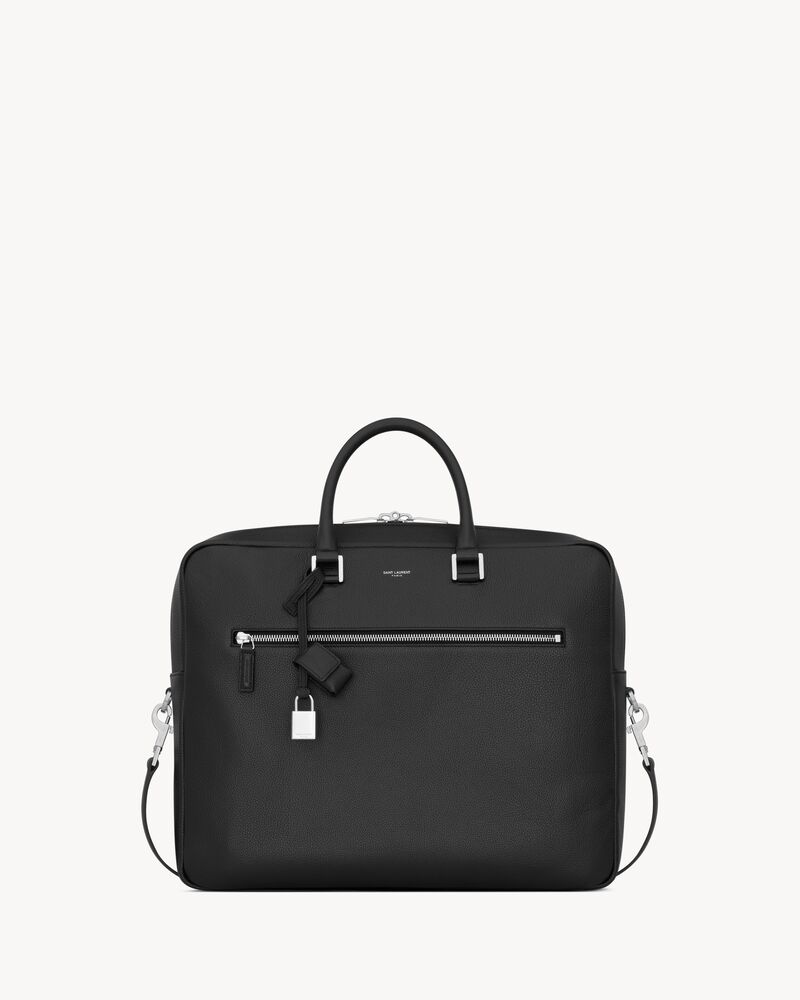 Sac de Jour 大号黑色粒纹软皮公文包