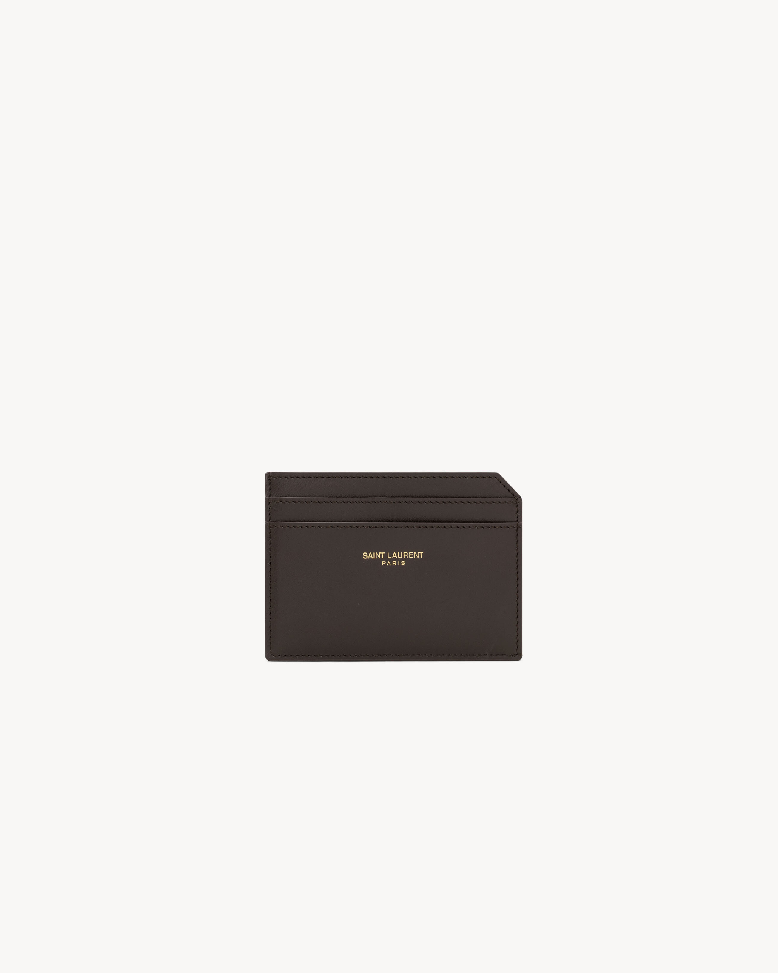 Porta-cartões aberto Saint Laurent Paris em couro liso bicolor