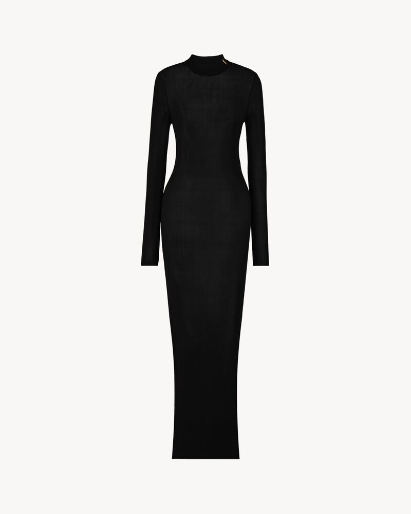 CASSANDRE collar dress in rib-knit silk