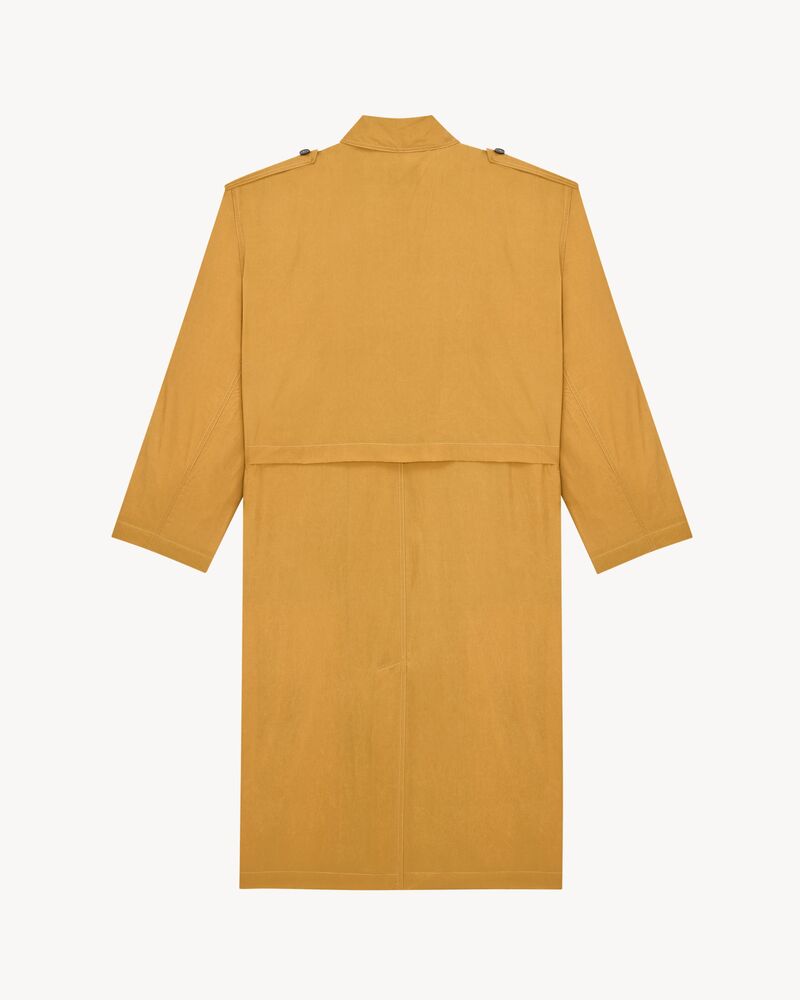 broad-shoulder trench coat in silk