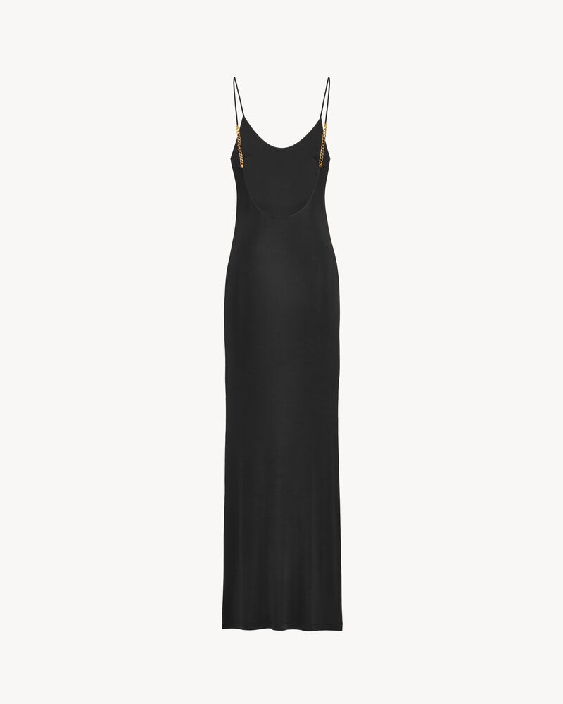 CASSANDRE-chain backless dress in knit