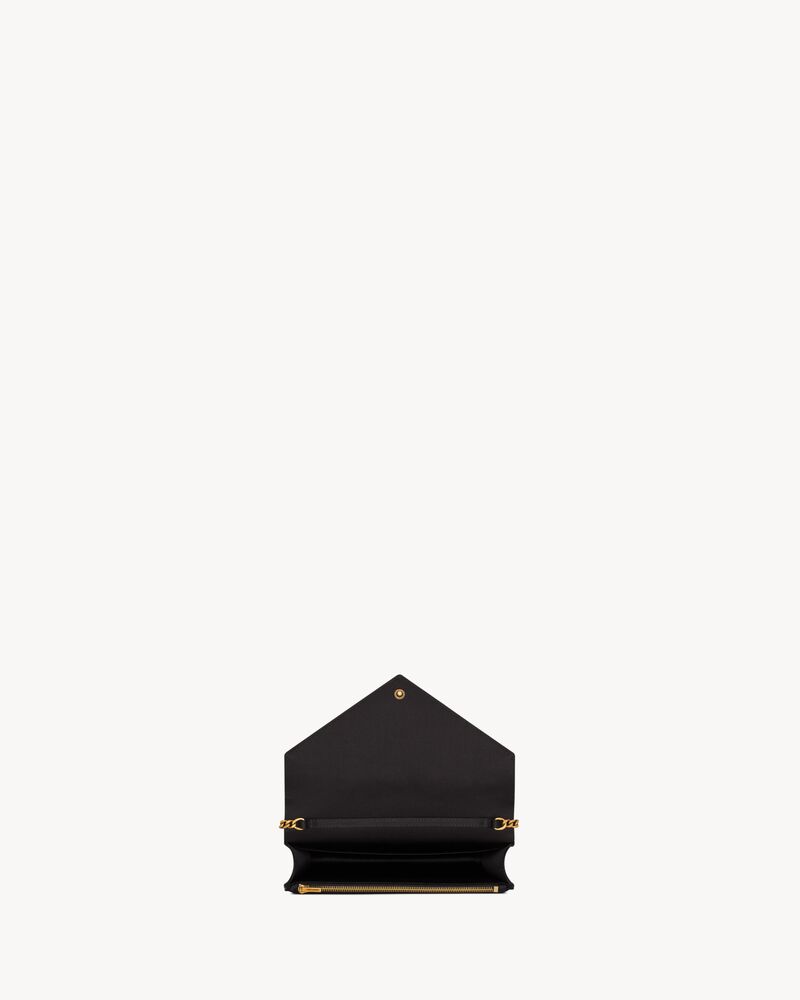 【未使用】 SAINT LAURENT PARIS WALLET PARIS chain wallet in satin in Black | Saint Laurent | YSL US | ID