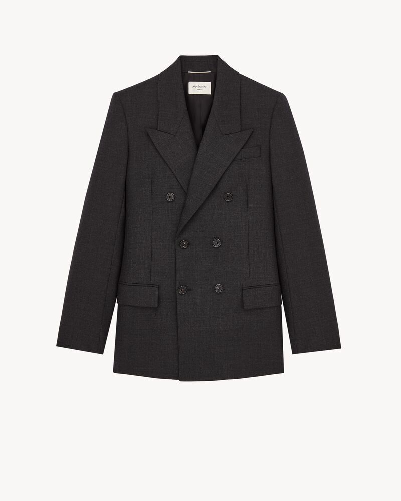double-breasted jacket in felted wool gabardine