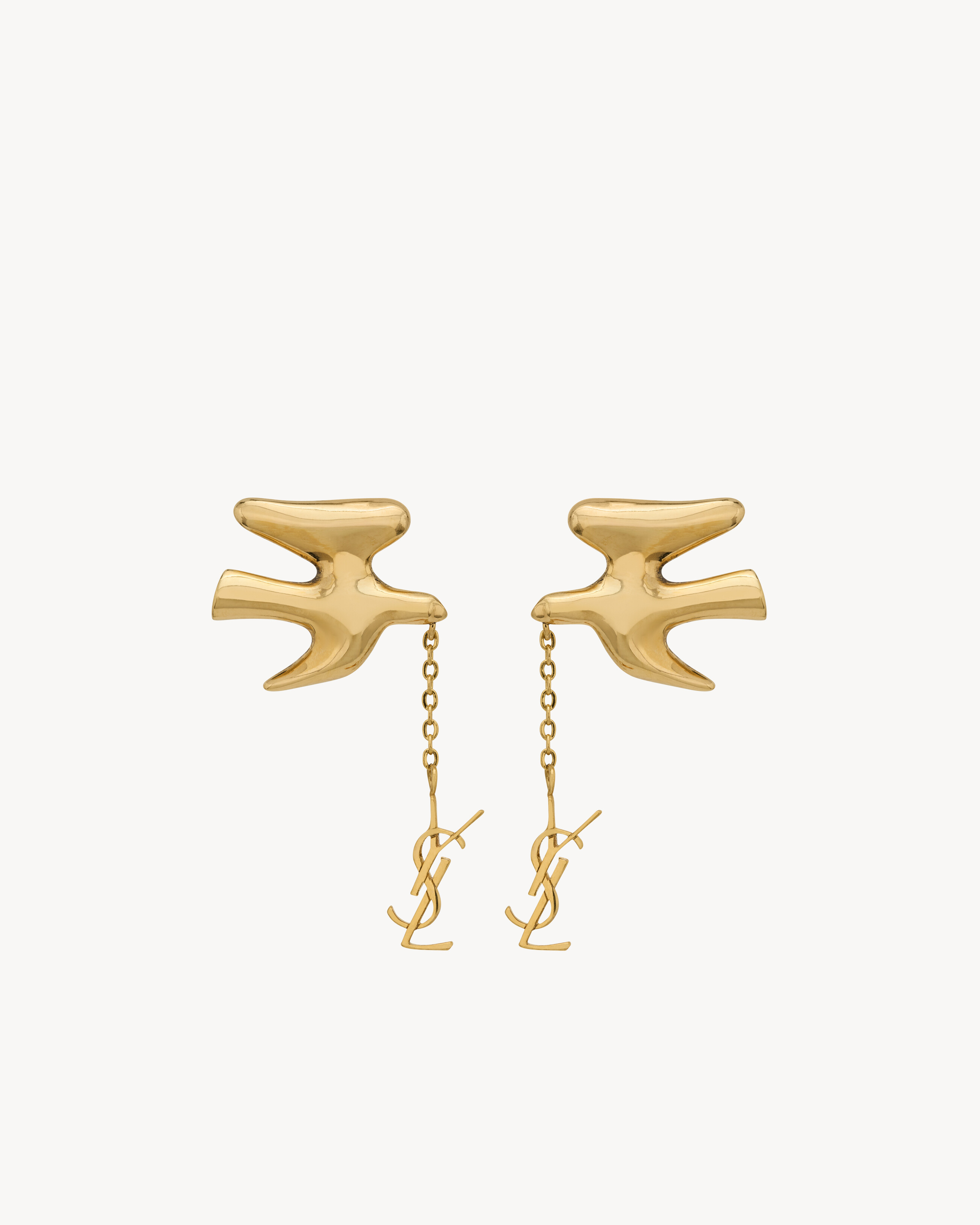 YSL   Women's Gold Cassandre Pendant Dove Earrings In Brass - Yellow/ 