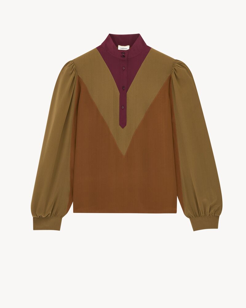 chevron blouse in silk crepe de chine