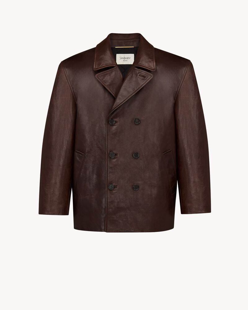 short coat in creased leather
