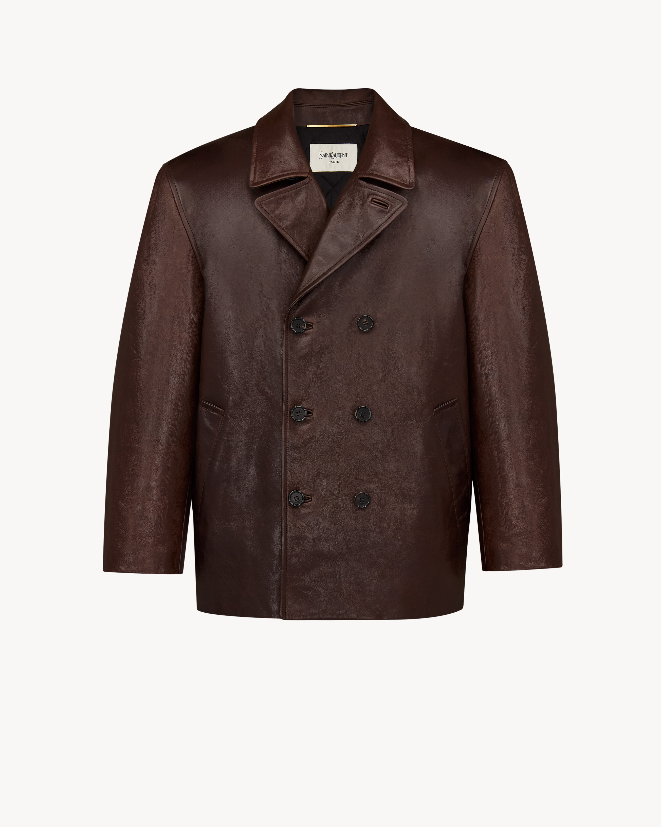 short coat in creased leather