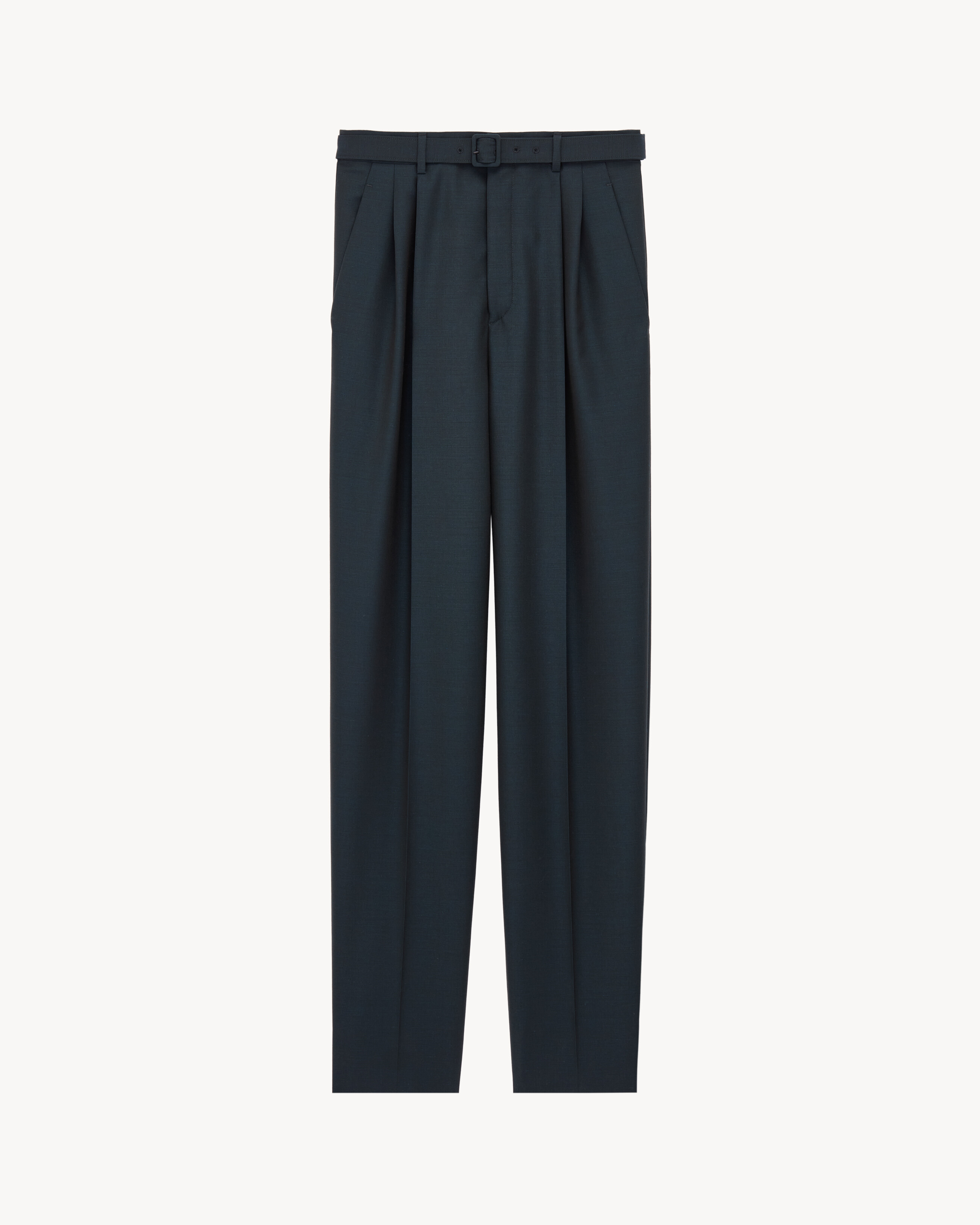 slim-fit pants in wool and mohair canvas