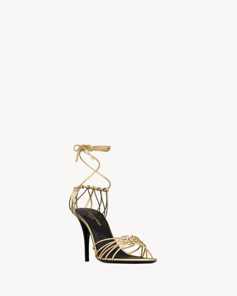 BABYLONE sandals in metallic leather in Beige | Saint Laurent