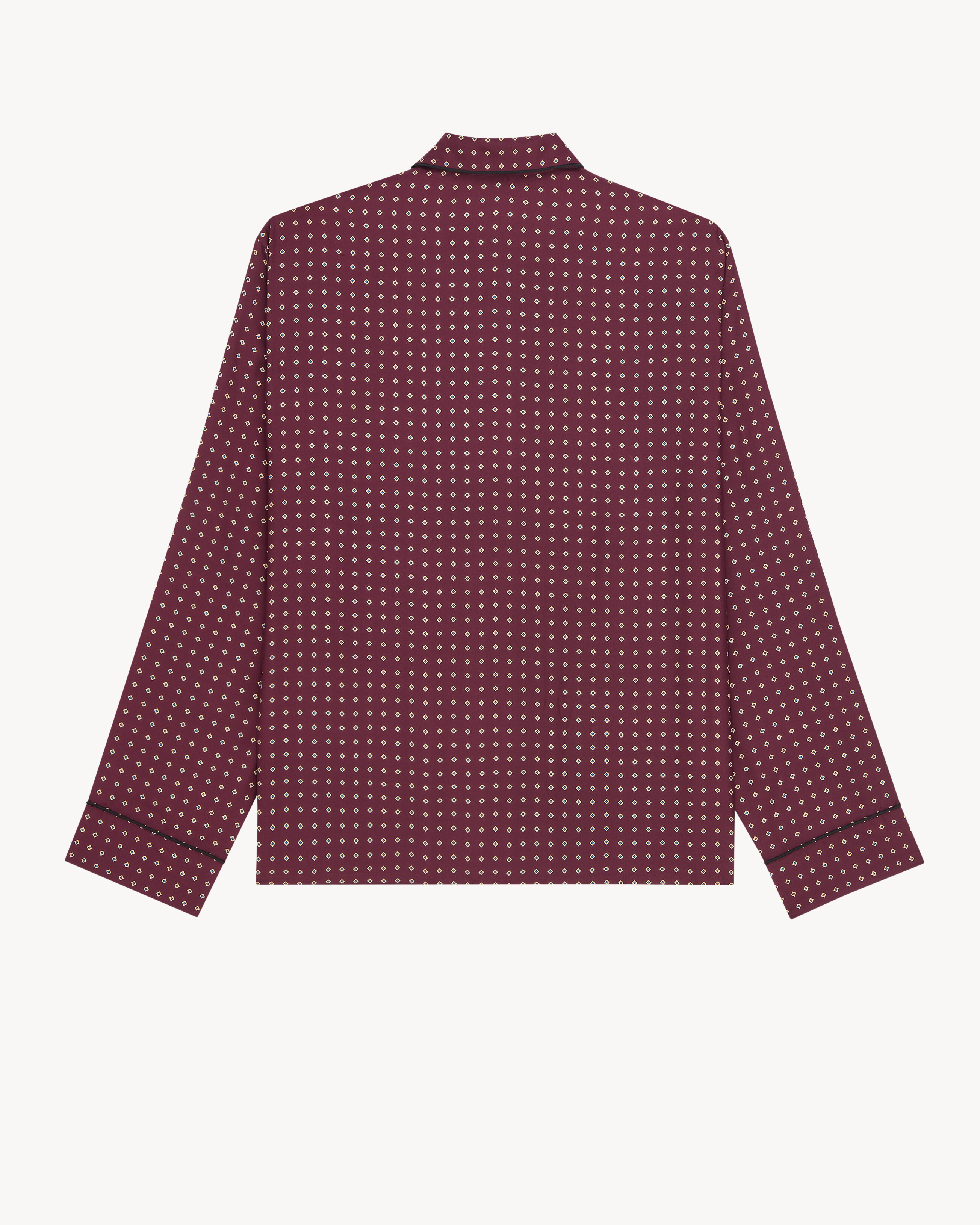 Pajama Top In Diamond Silk Satin In Bordeaux Saint Laurent YSL US pajama-top-in-diamond-silk-satin-in-bordeaux-saint-laurent-ysl-us