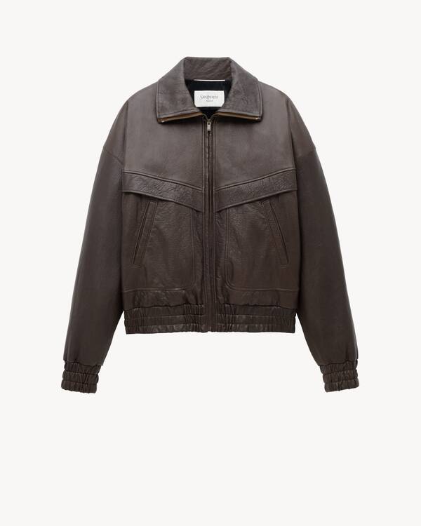 Saint Laurent jacket in bubbled lambskin in Brown | Saint Laurent