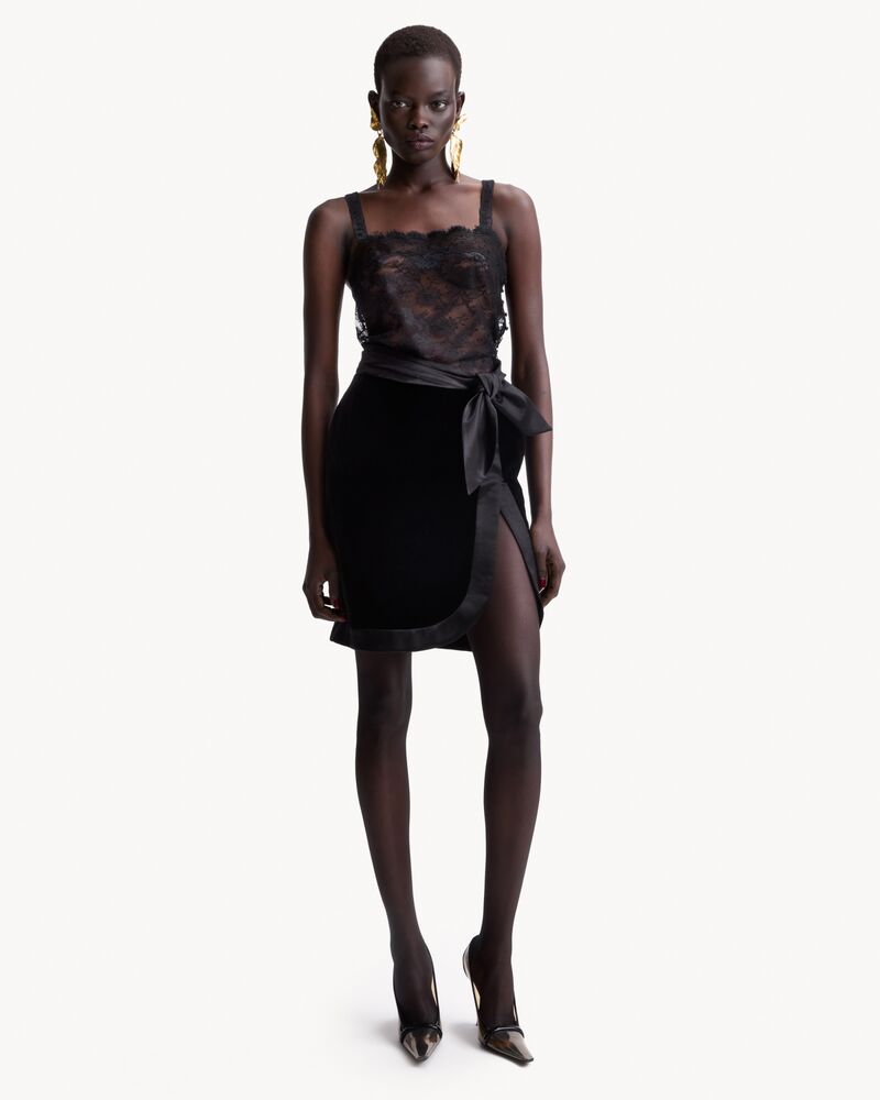 wrap skirt in velvet and satin