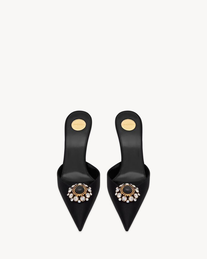 COSMO mules in satin and crystals