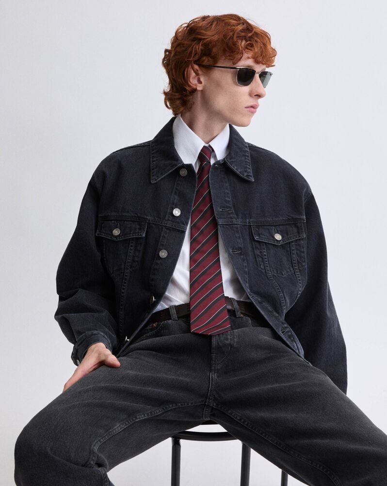 Truckerjacke aus französischem schwarzem Denim