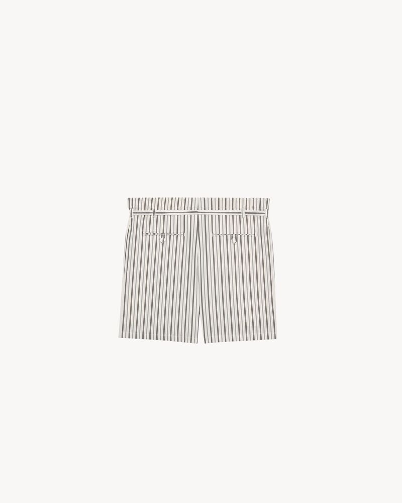 lounge shorts in sateen-striped cotton poplin