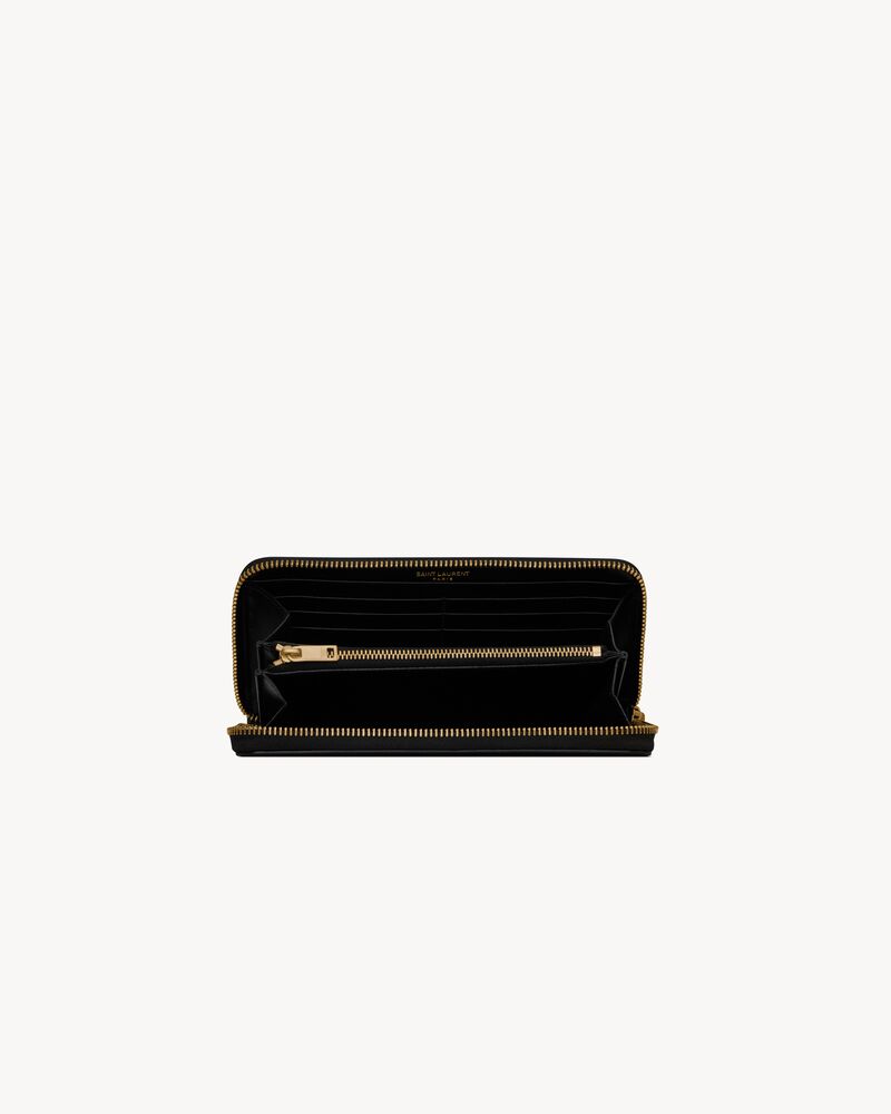 TINY CASSANDRE portefeuille zippé en cuir mat embossé crocodile