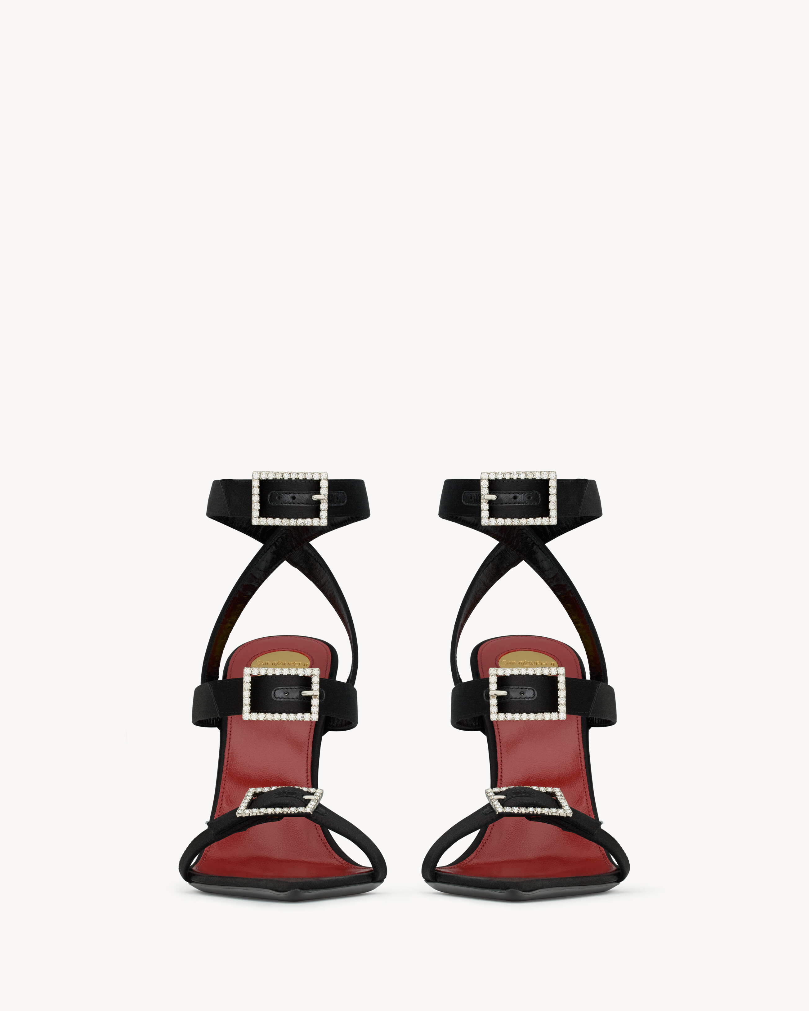 BRUCE sandals in satin crepe and rhinestones