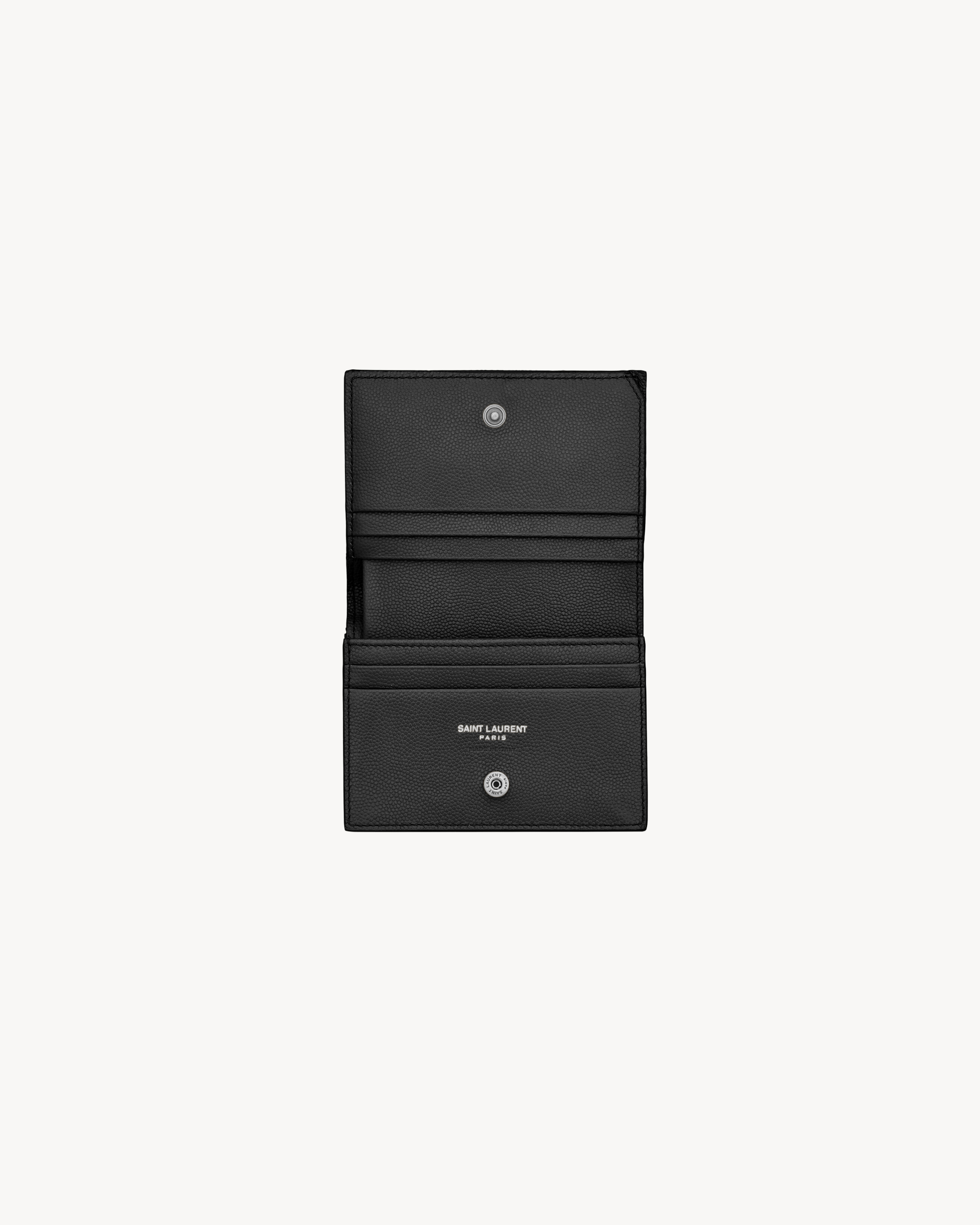 CASSANDRE MATELASSÉ FLAP CARD CASE IN GRAIN DE POUDRE LEATHER in