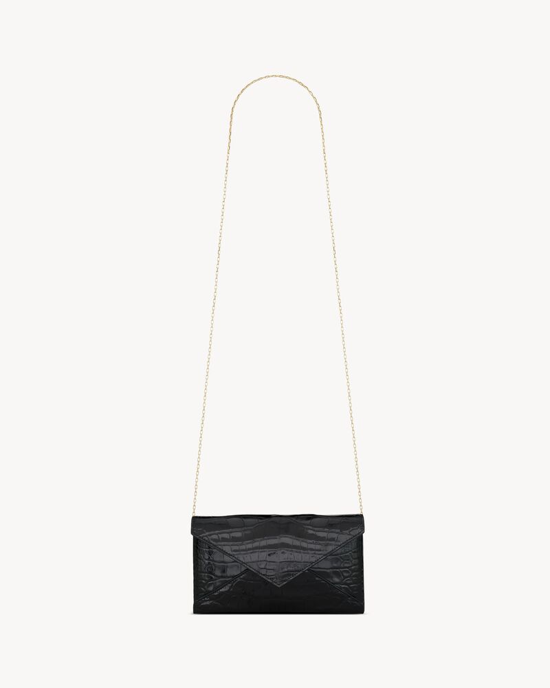 LETTER chain wallet in shiny alligator in Brown | Saint Laurent