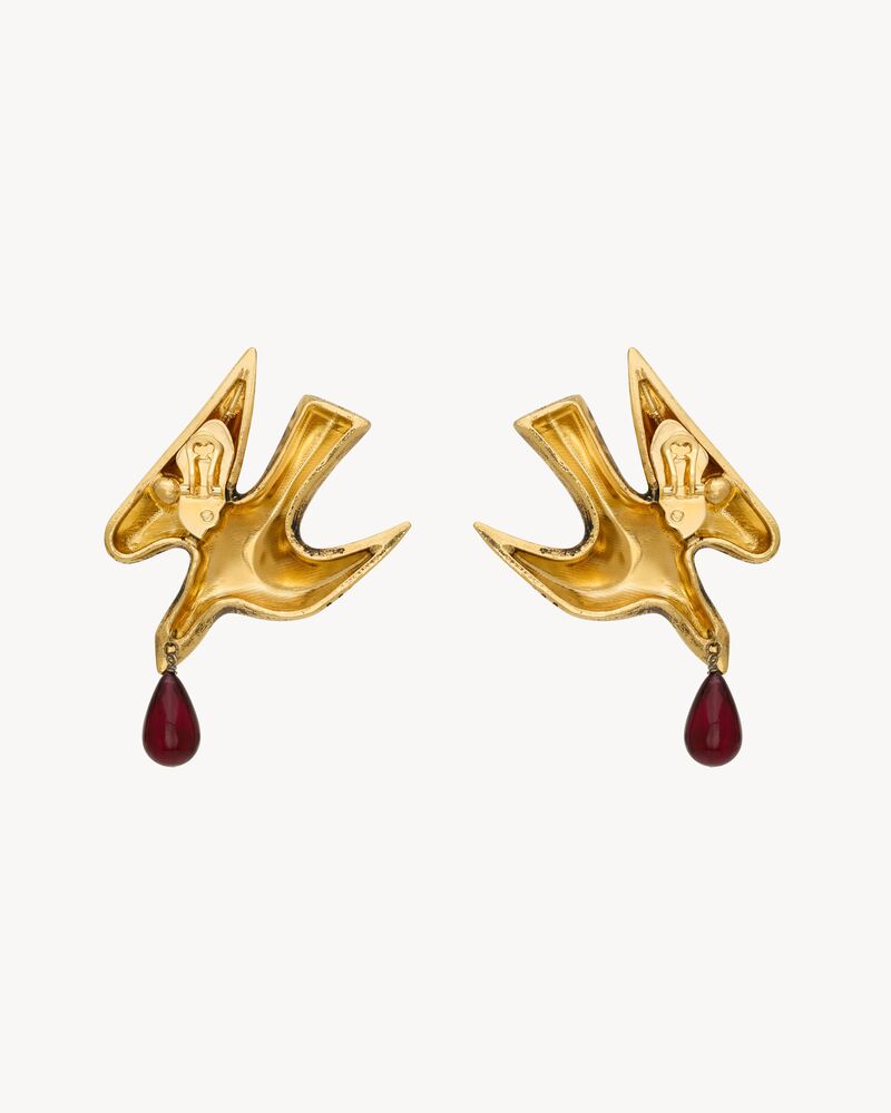dove earrings in brass and resin