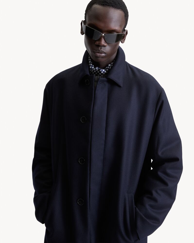 down car coat in brushed wool flannel