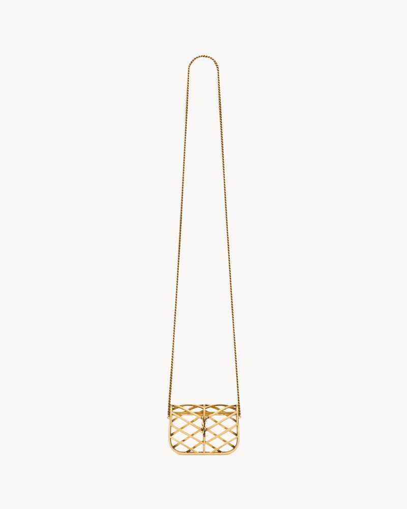 LOULOU micro minaudière in metal and lizard