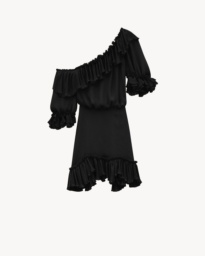 ruffled dress in silk satin