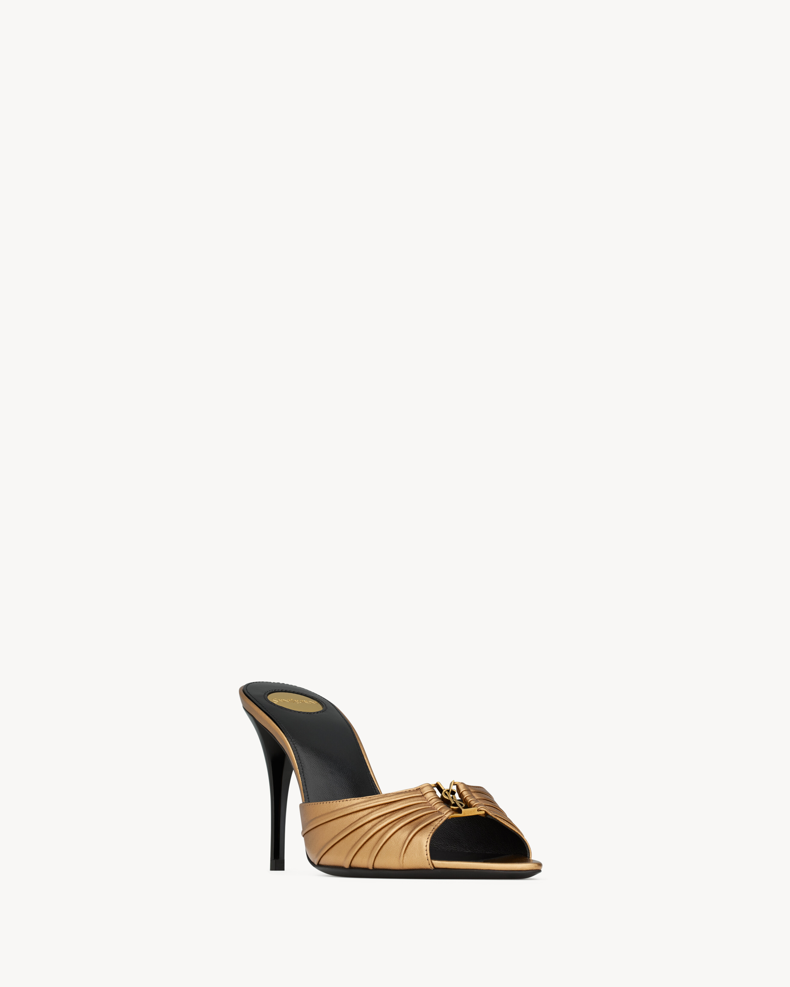 BABYLONE mules in metallic leather