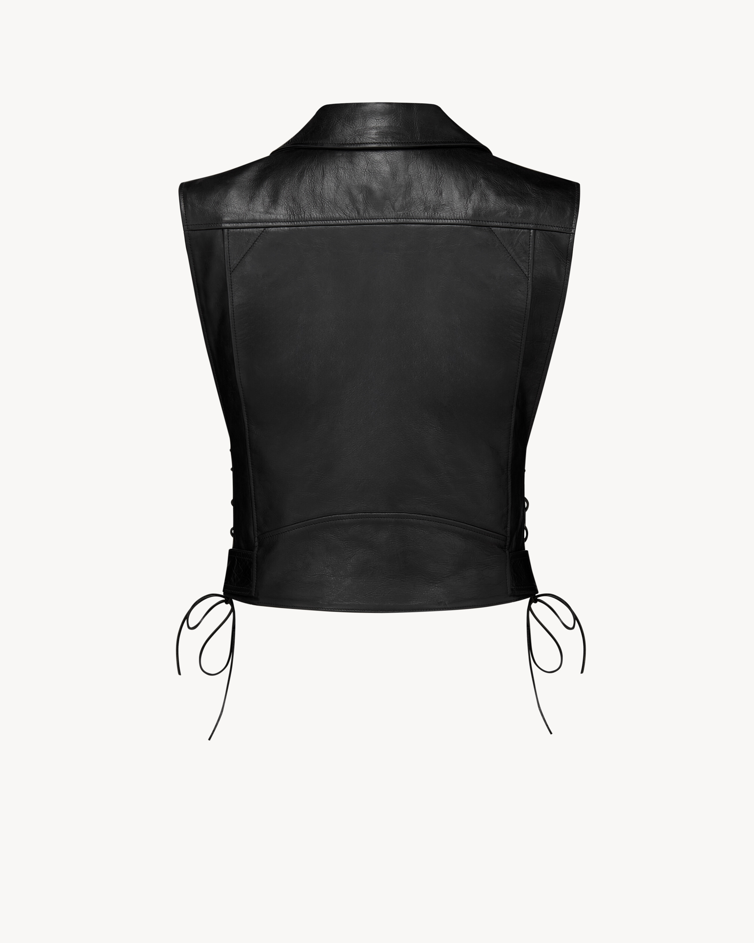 biker vest in creased leather