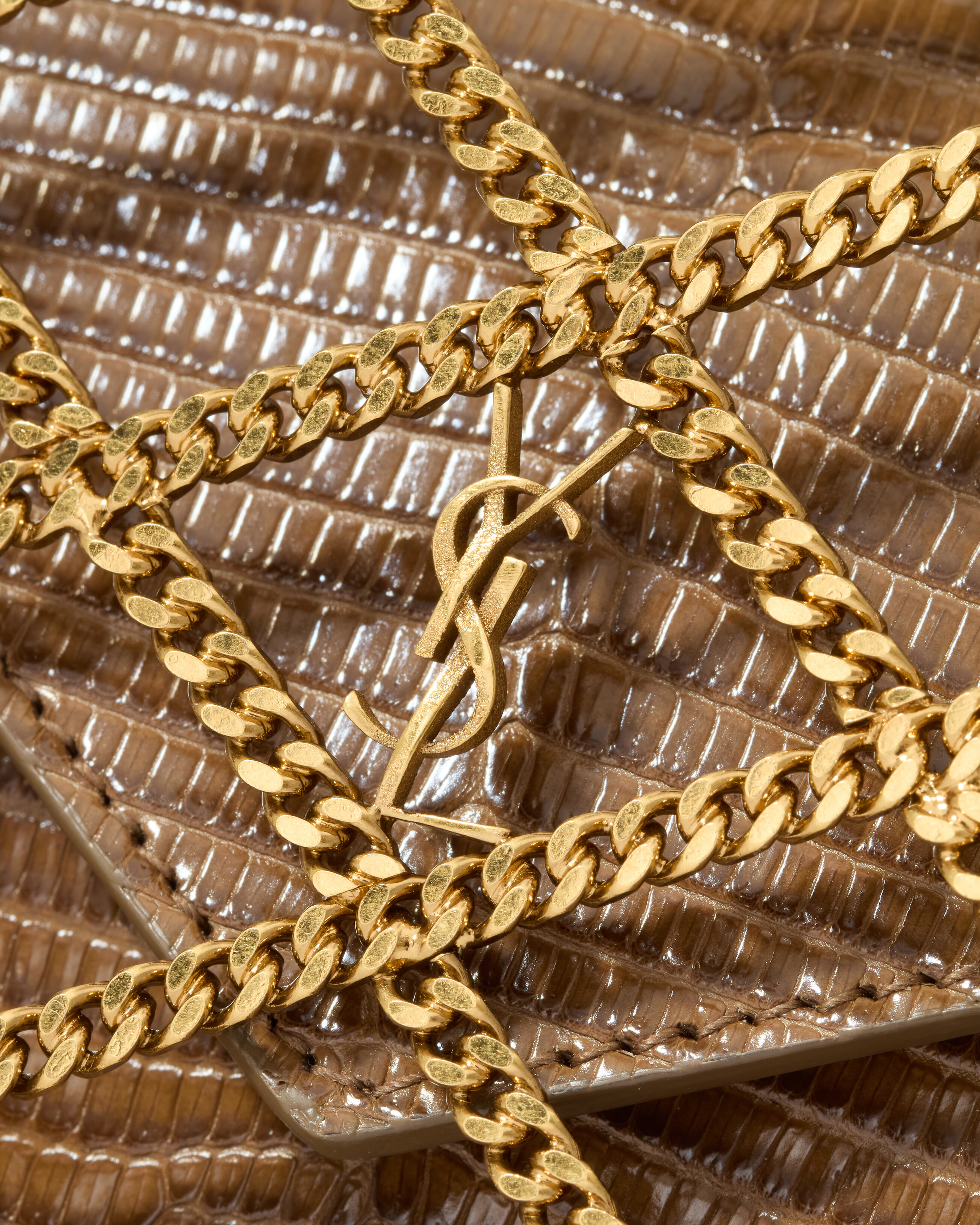GOURMETTE large minaudière in metal and lizard