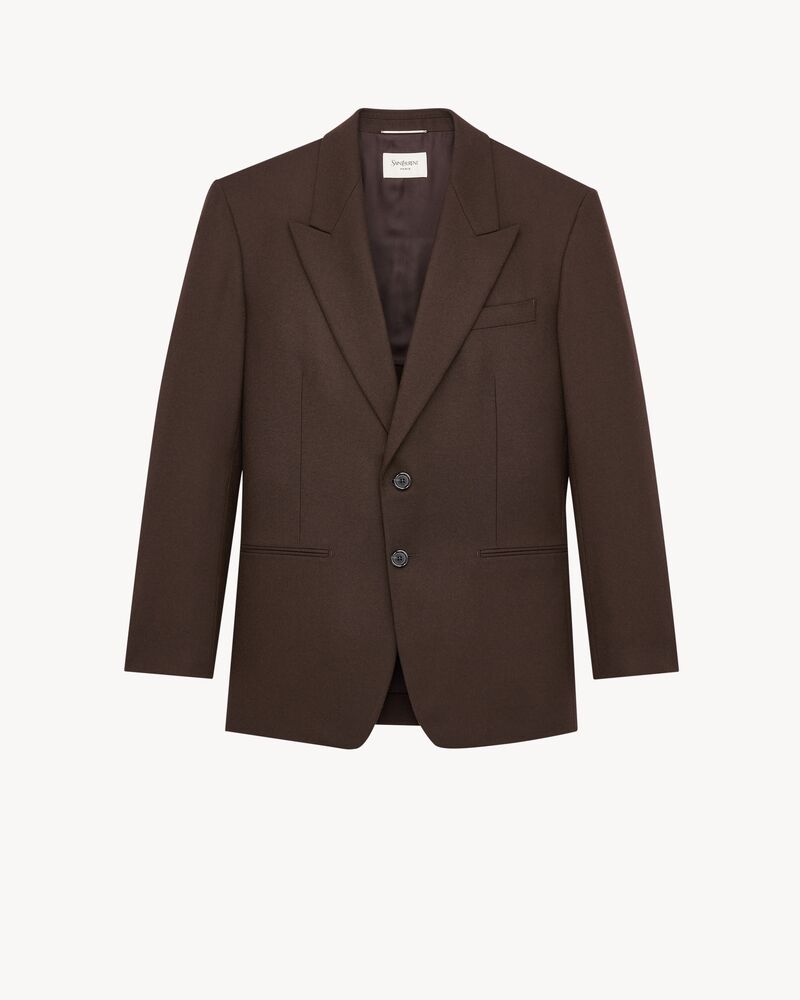 拉絨羊毛法蘭絨外套棕色的| Saint Laurent | YSL HK | ID