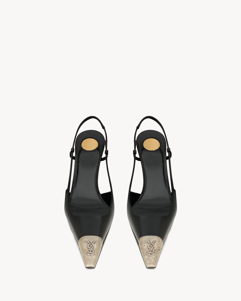 JEANNE slingback pumps in glazed leather