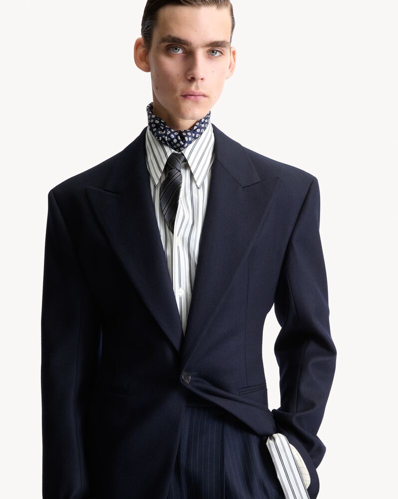 single-breasted jacket in brushed wool flannel