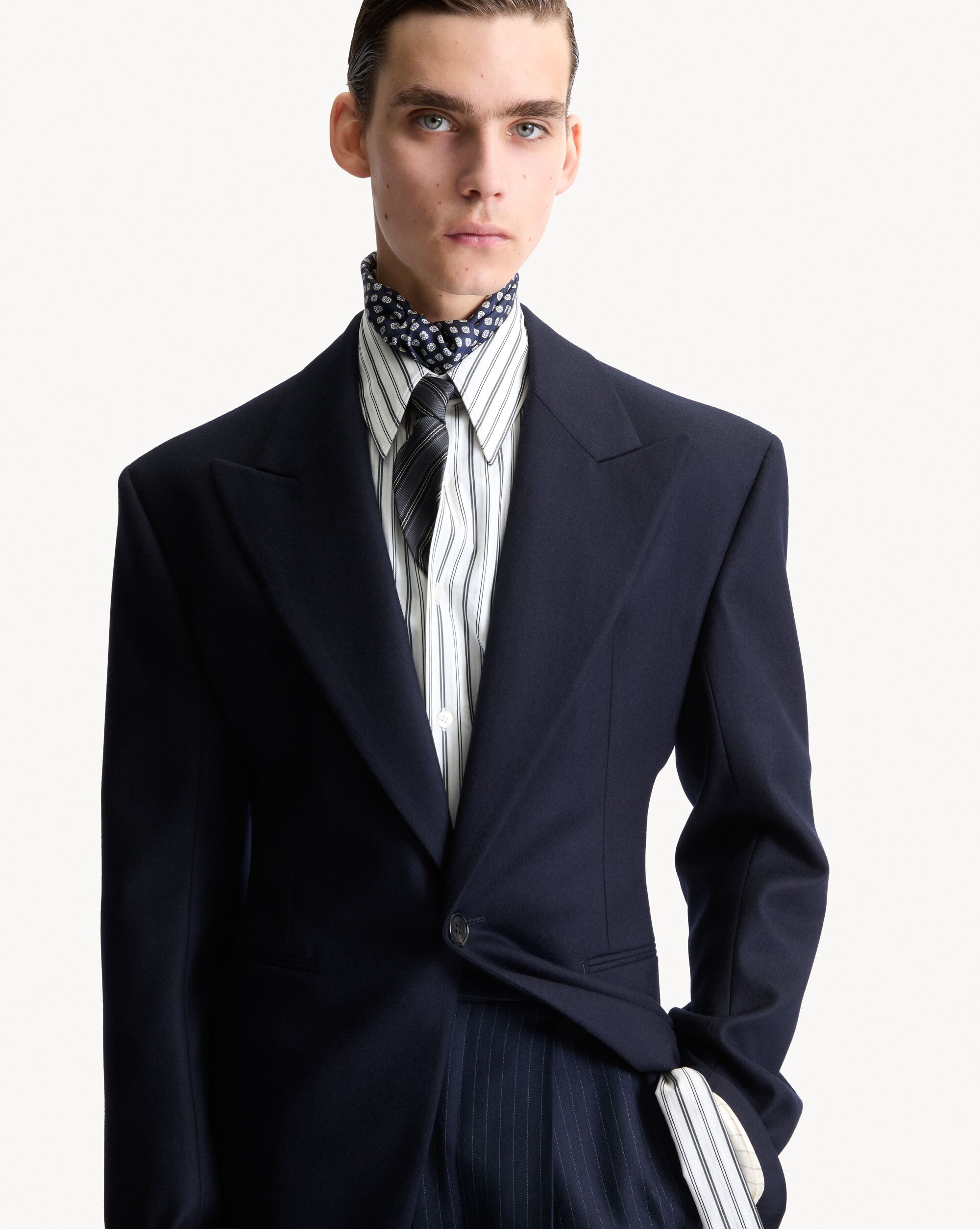 single-breasted jacket in brushed wool flannel