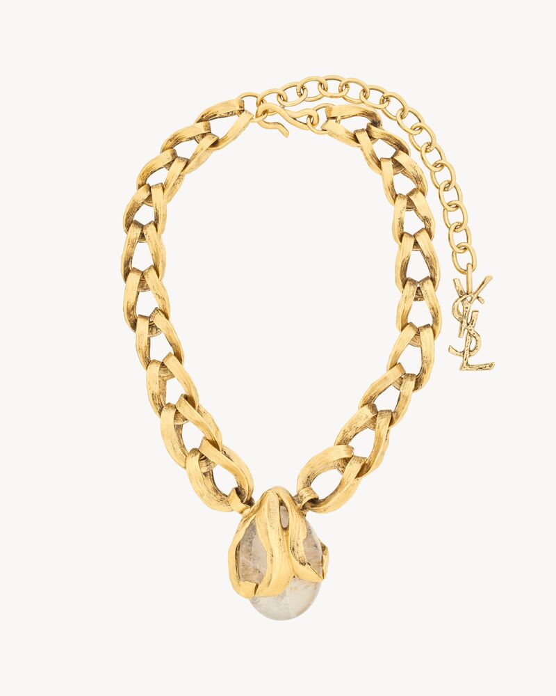 stone chain necklace in rock crystal