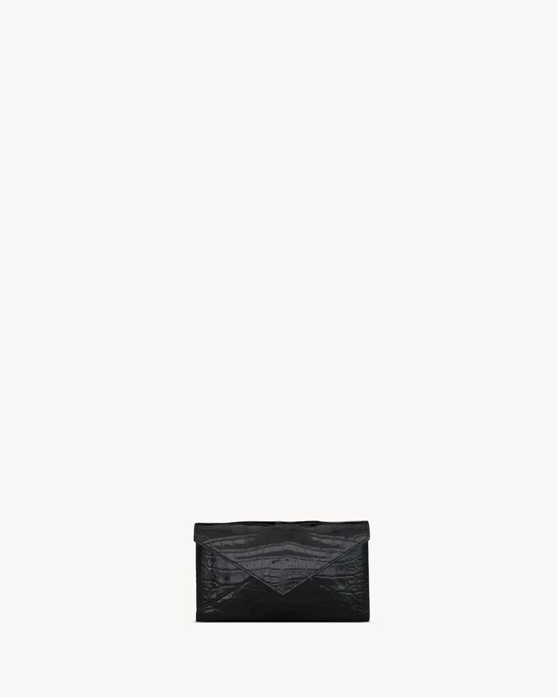 LETTER chain wallet in shiny alligator