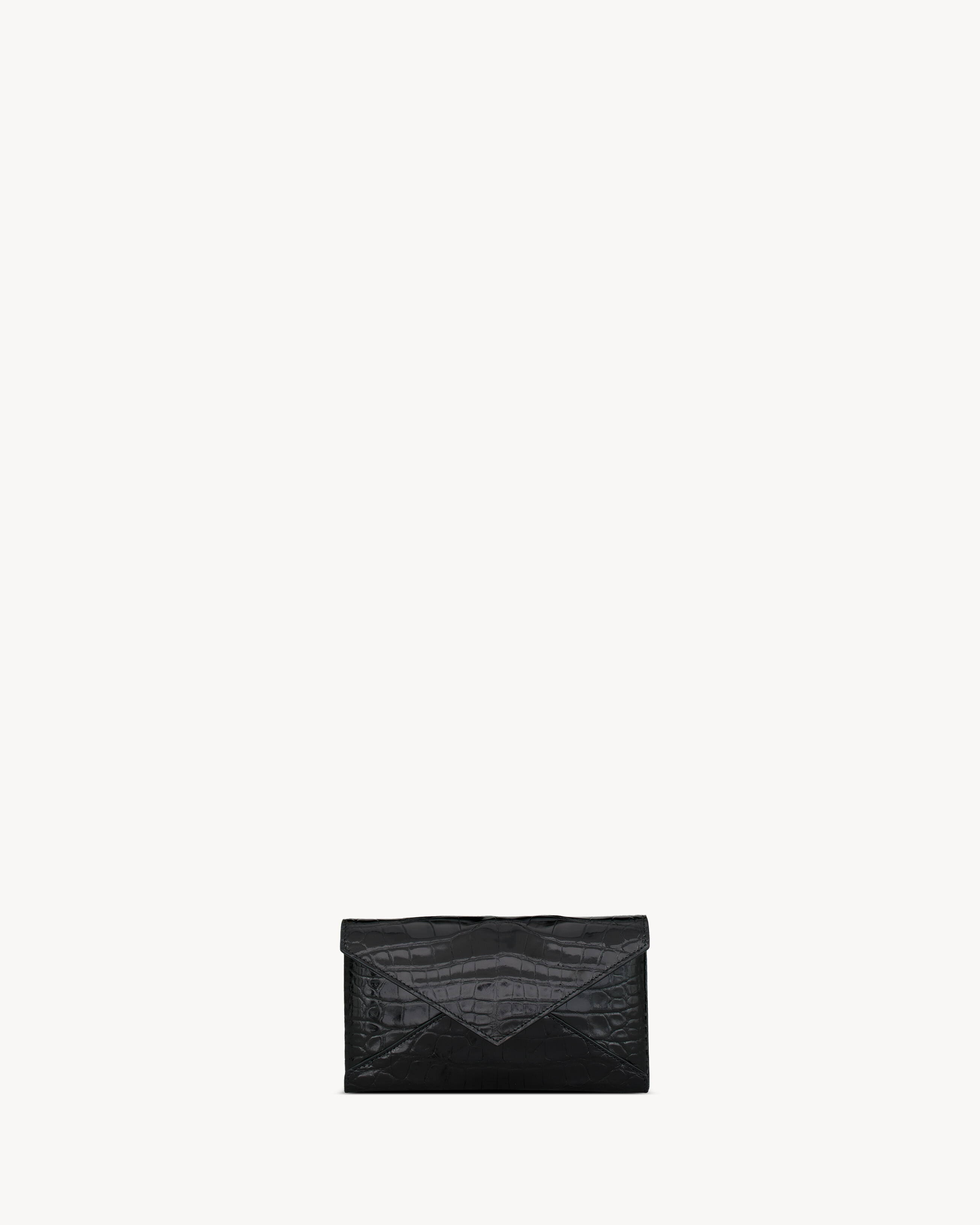LETTER chain wallet in shiny alligator
