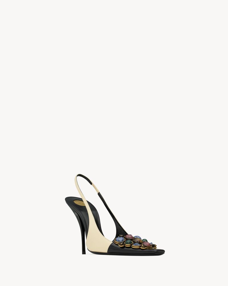 ICELAND slingback pumps in smooth leather and crystals