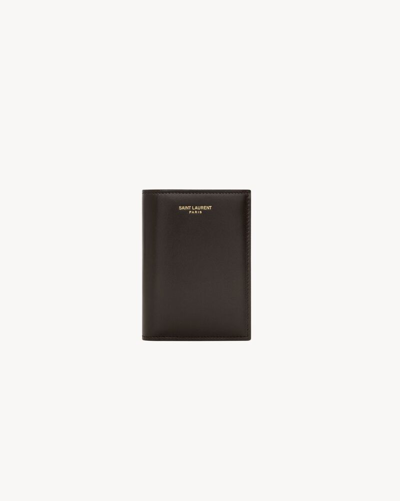 SAINT LAURENT PARIS credit card wallet in two-tone smooth leather