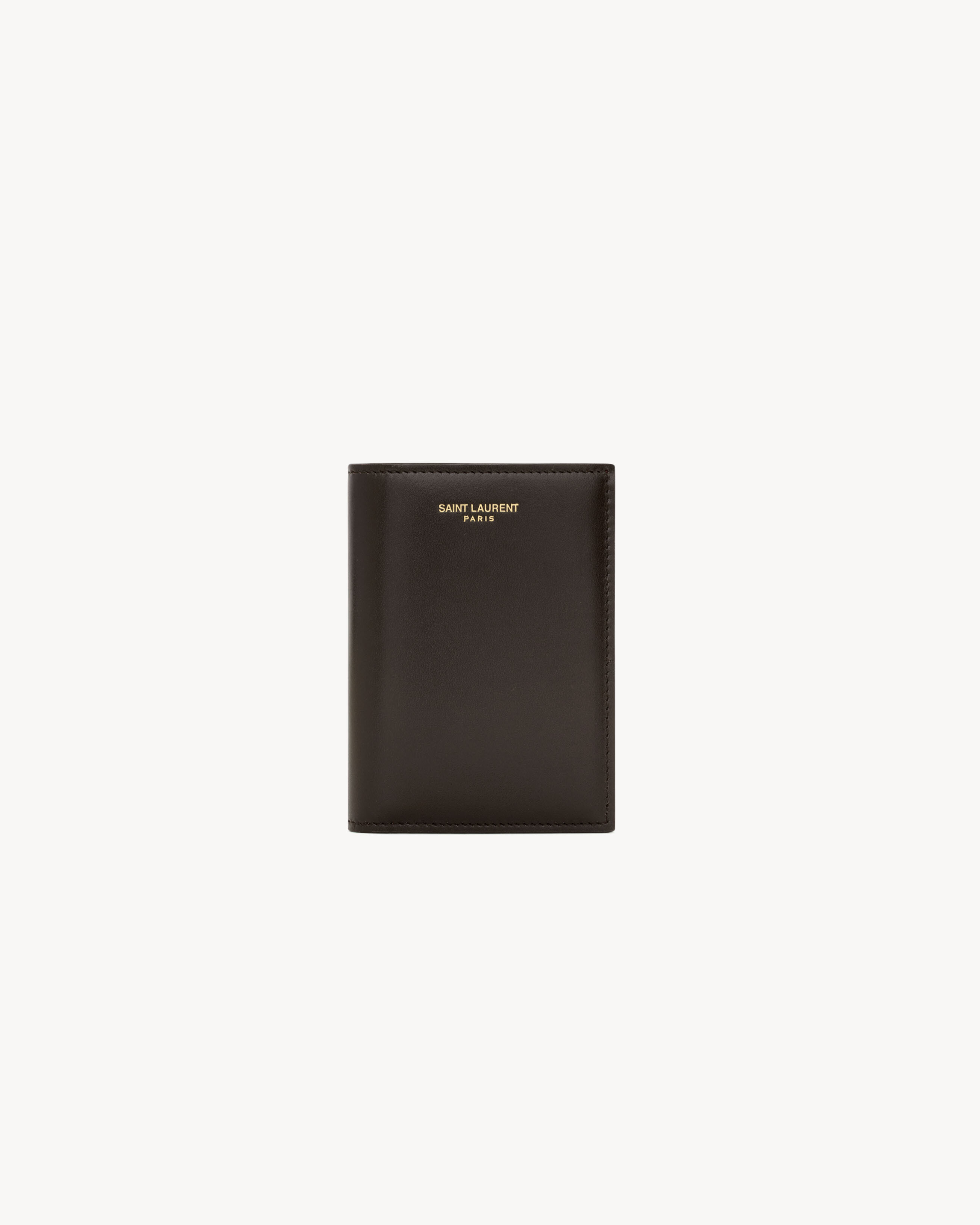 SAINT LAURENT PARIS credit card wallet in two-tone smooth leather