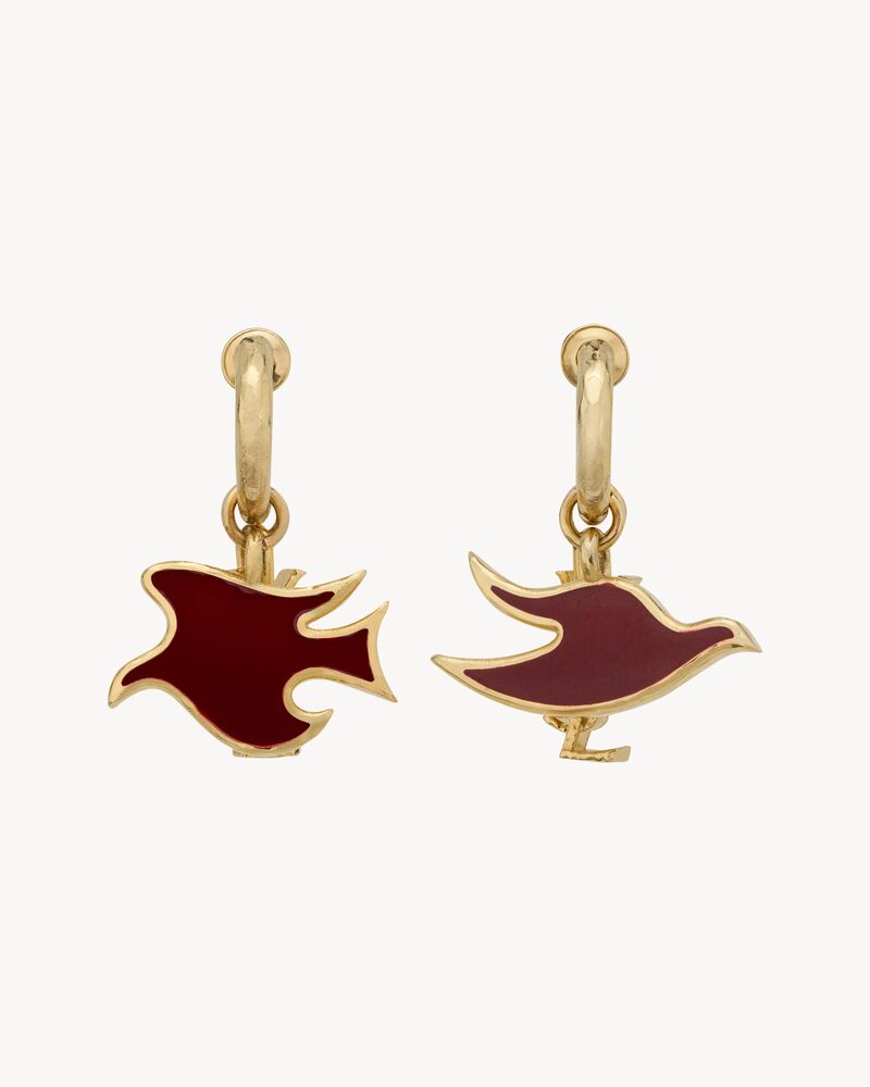 CASSANDRE dove charm hoop earrings in enamel